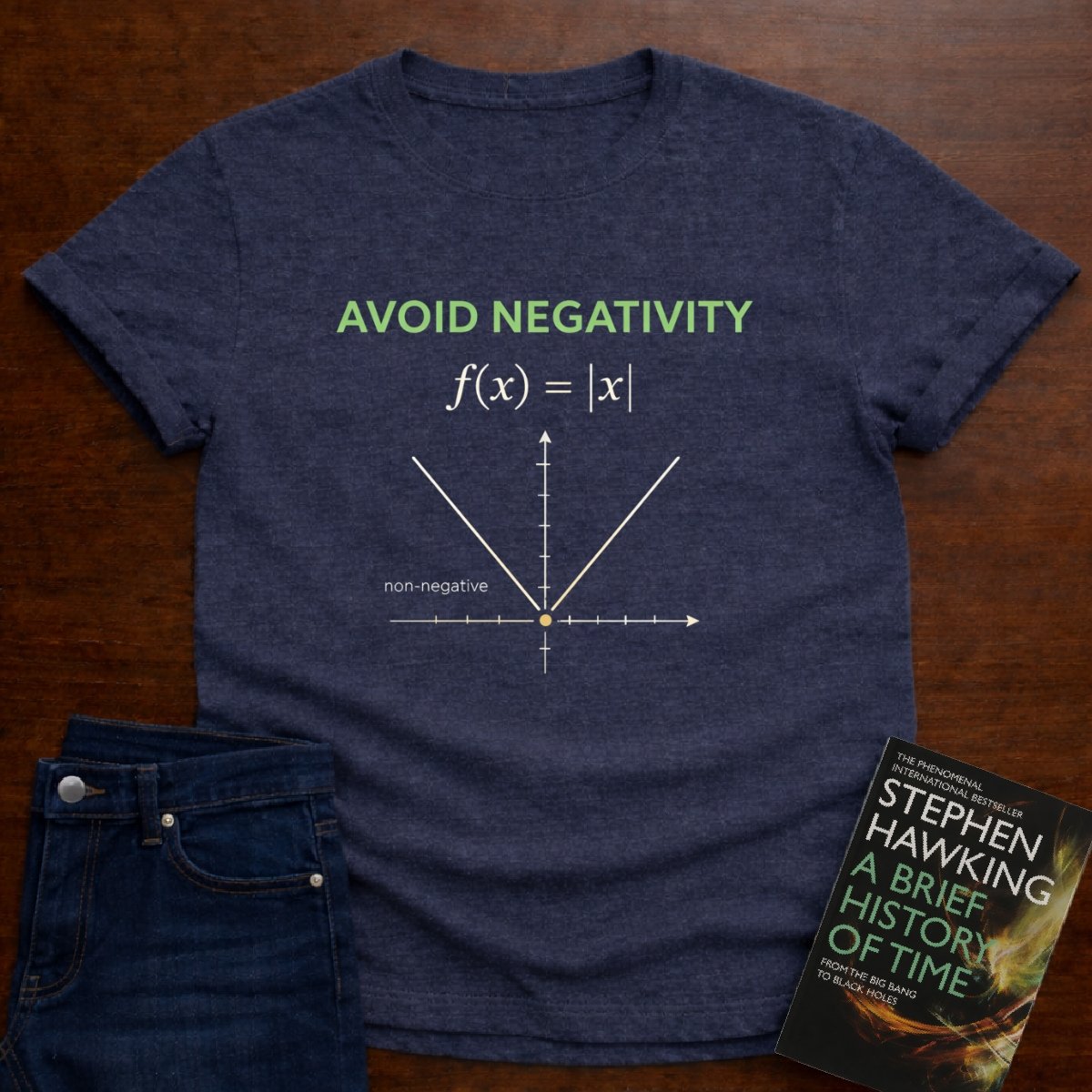 AVOID NEGATIVITY f(x) = |x|. T-SHIRT – Heather Navy