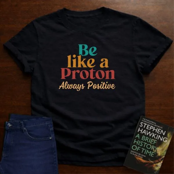 "Be Like a Proton" - Physics T-shirt in Black