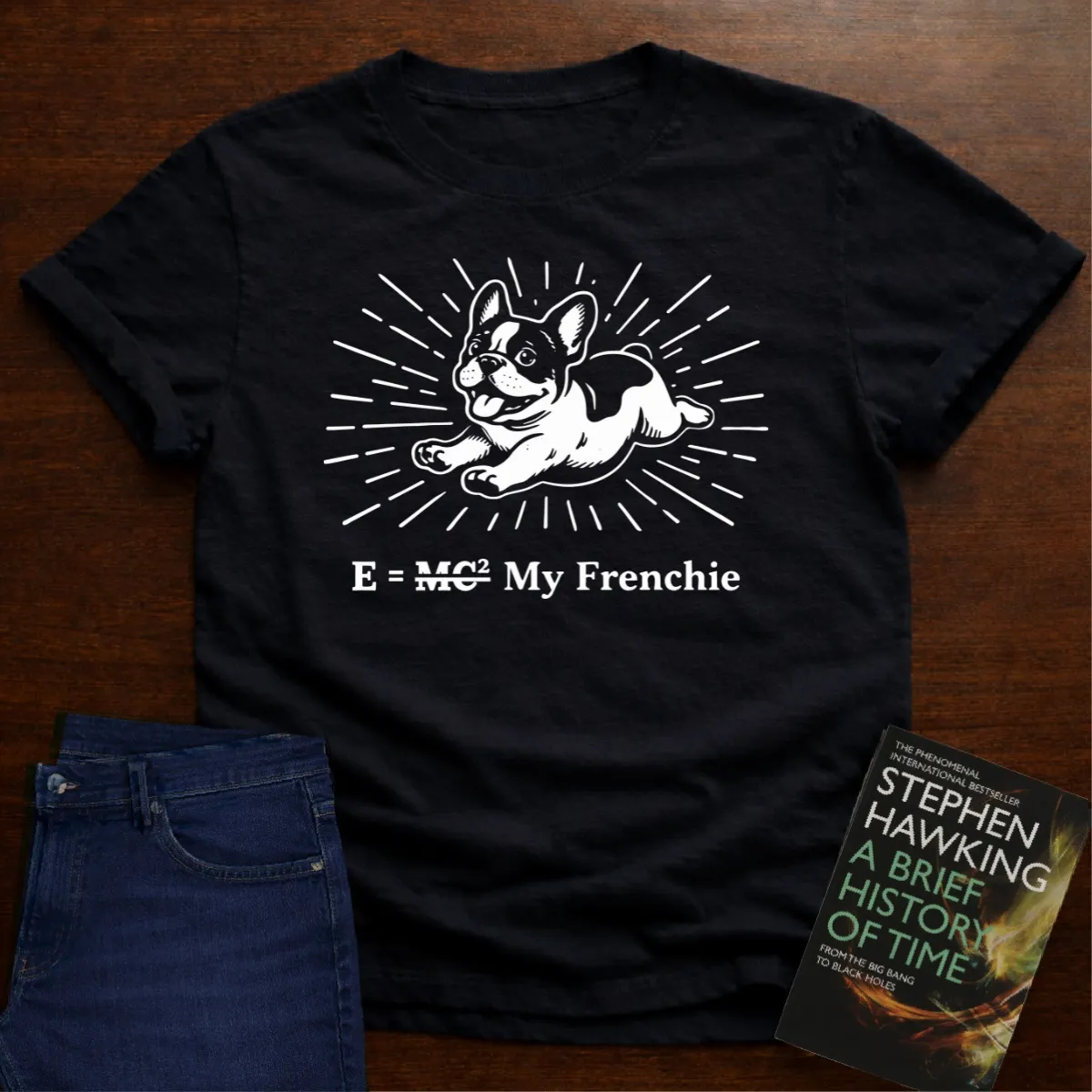 Energy = My Frenchie physics t-shirt in Black