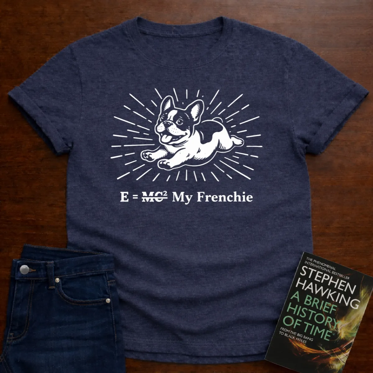 Energy = My Frenchie physics t-shirt in Heather Navy