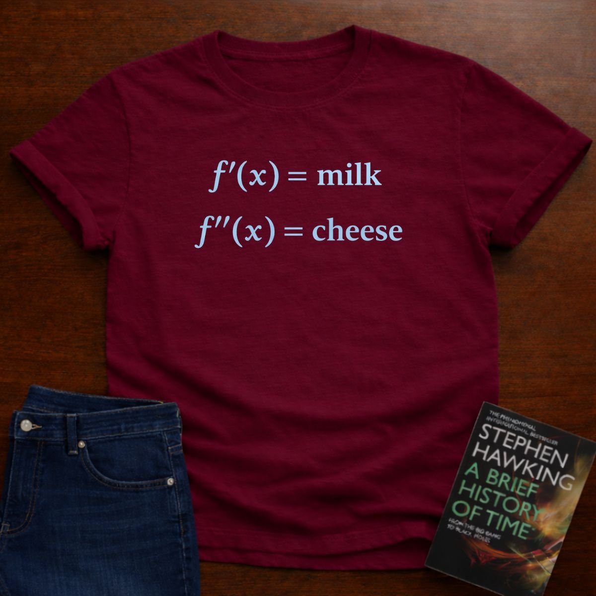 F'(X) = MILK, F''(X) = CHEESE. T-SHIRT – Cardinal Red