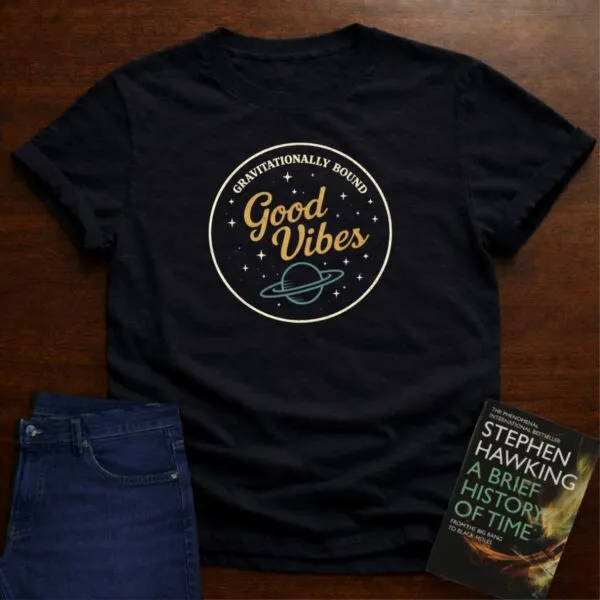 Gravitationally Bound Good Vibes T-Shirt in Black