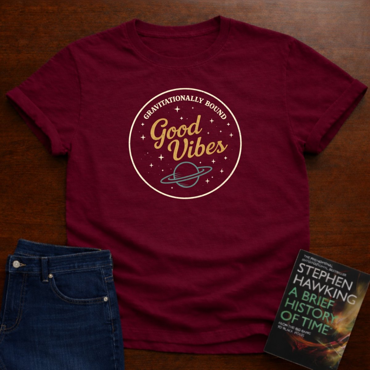 GRAVITATIONALLY BOUND GOOD VIBES T-SHIRT – Cardinal Red