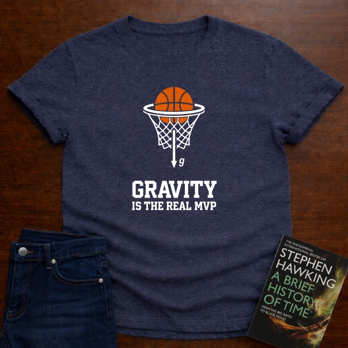 GRAVITY IS THE REAL MVP T-SHIRT – Heather Navy