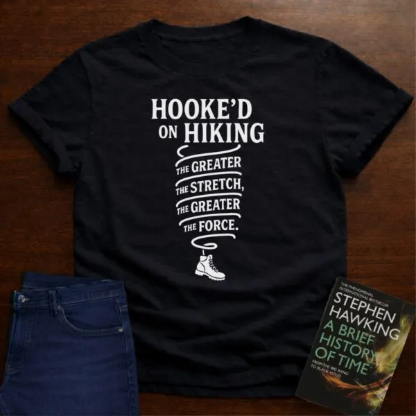 "Hooke'd on Hiking" - Premium Physics Shirt in Black