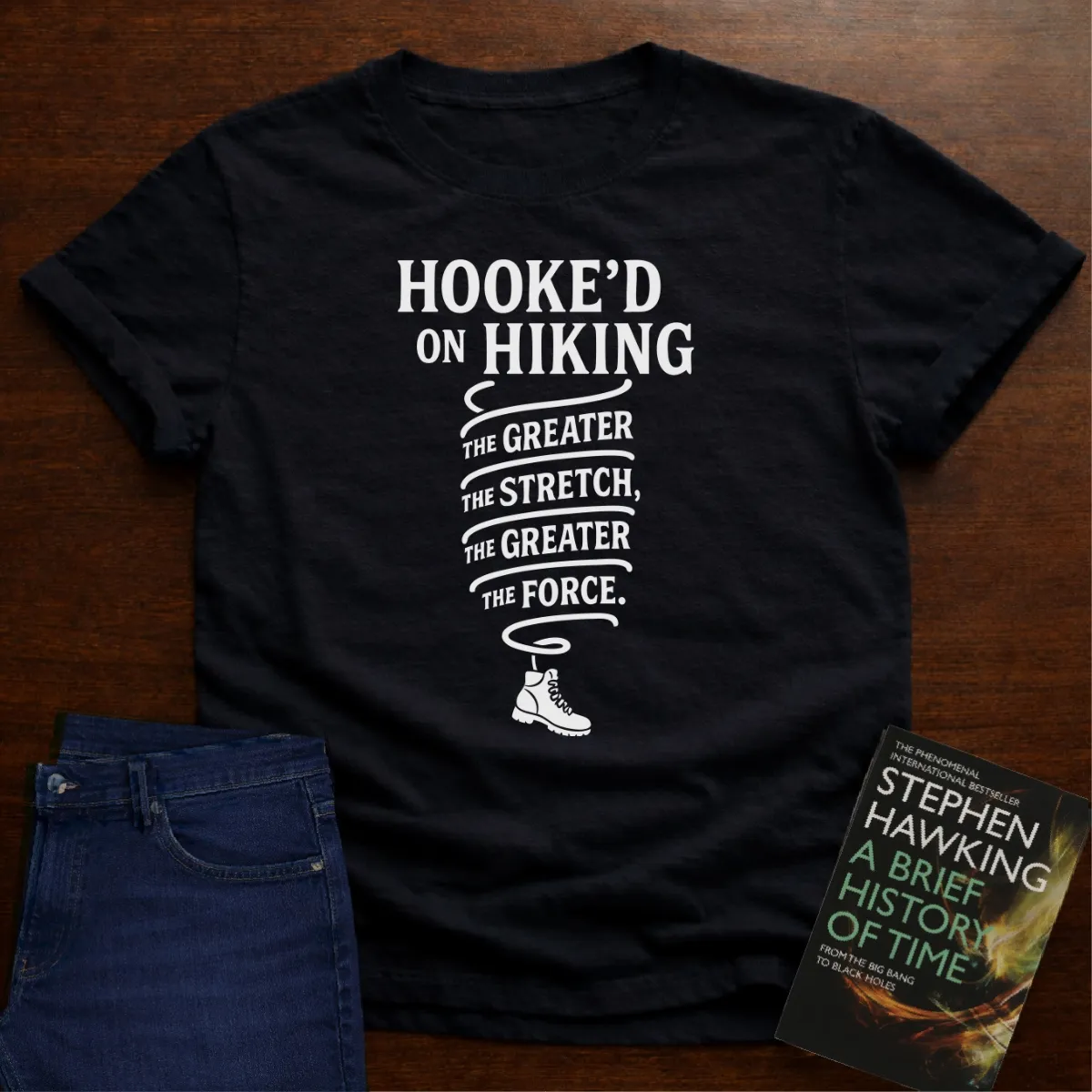 "Hooke'd on Hiking" - Premium Physics Shirt in Black