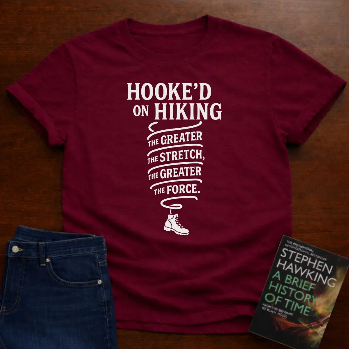 "Hooke'd on Hiking" - Premium Physics Shirt in Cardinal Red