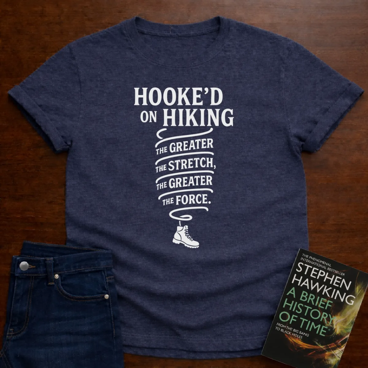 "Hooke'd on Hiking" - Premium Physics Shirt in Heather Navy