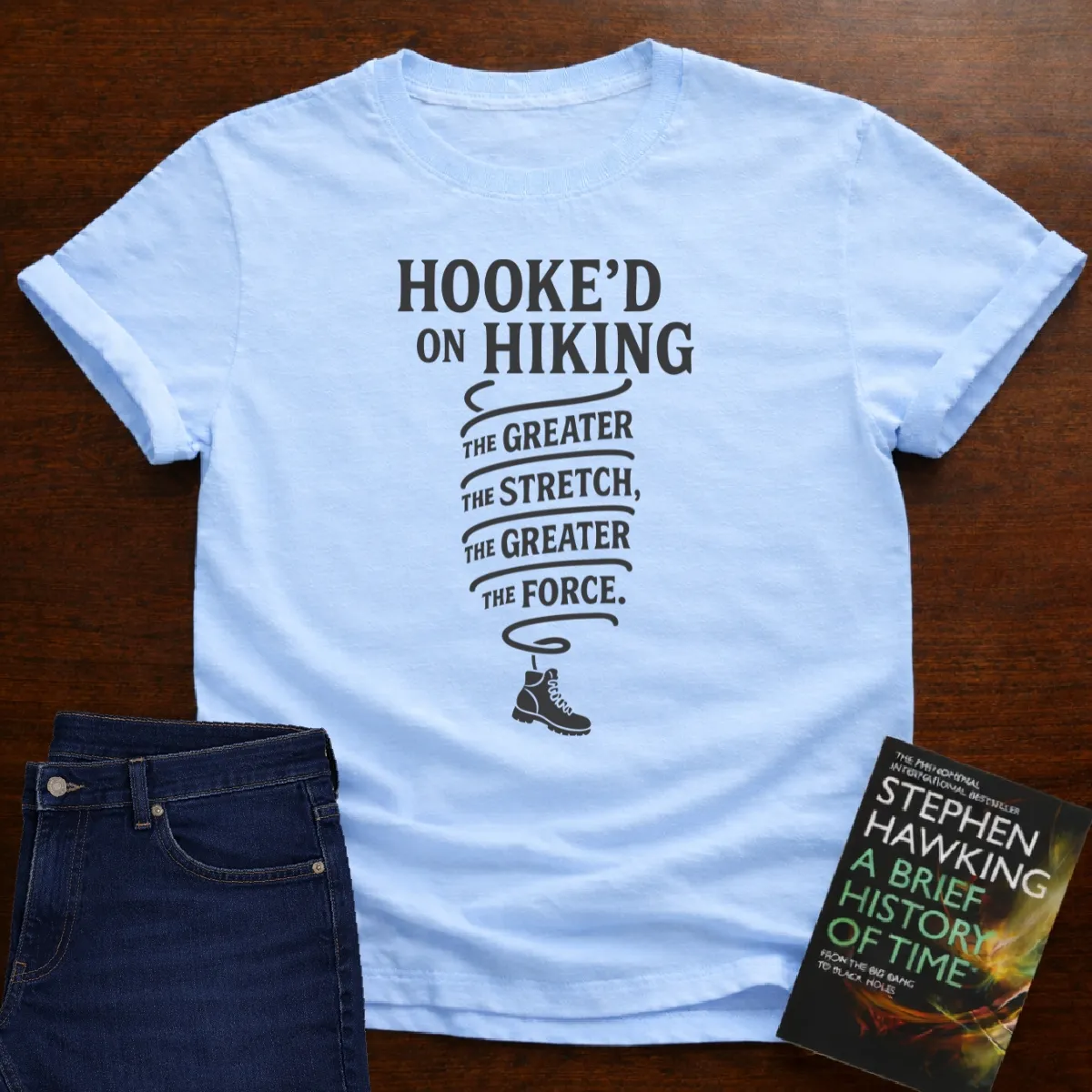 "Hooke'd on Hiking" - Premium Physics Shirt in Light Blue