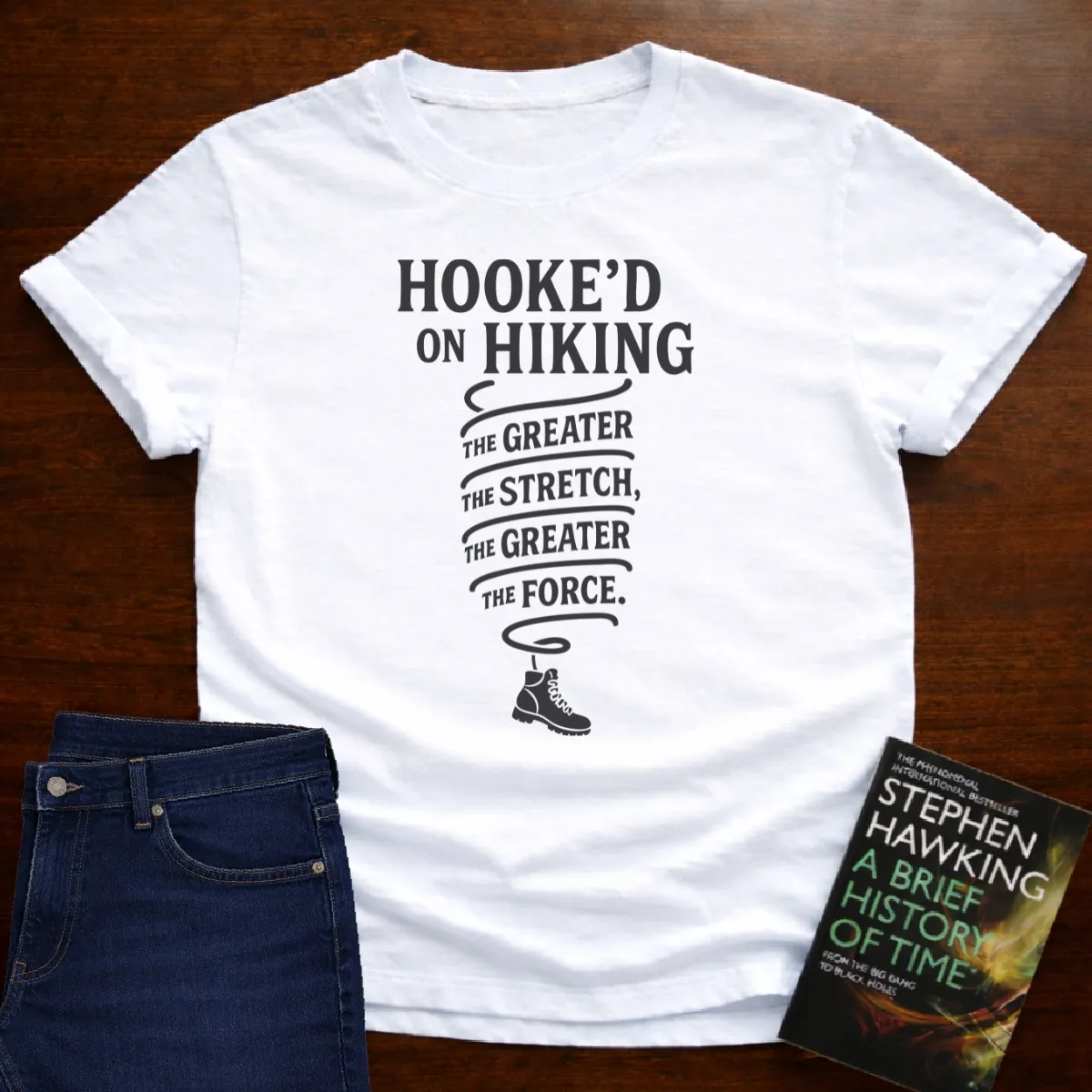 "Hooke'd on Hiking" - Premium Physics Shirt in White