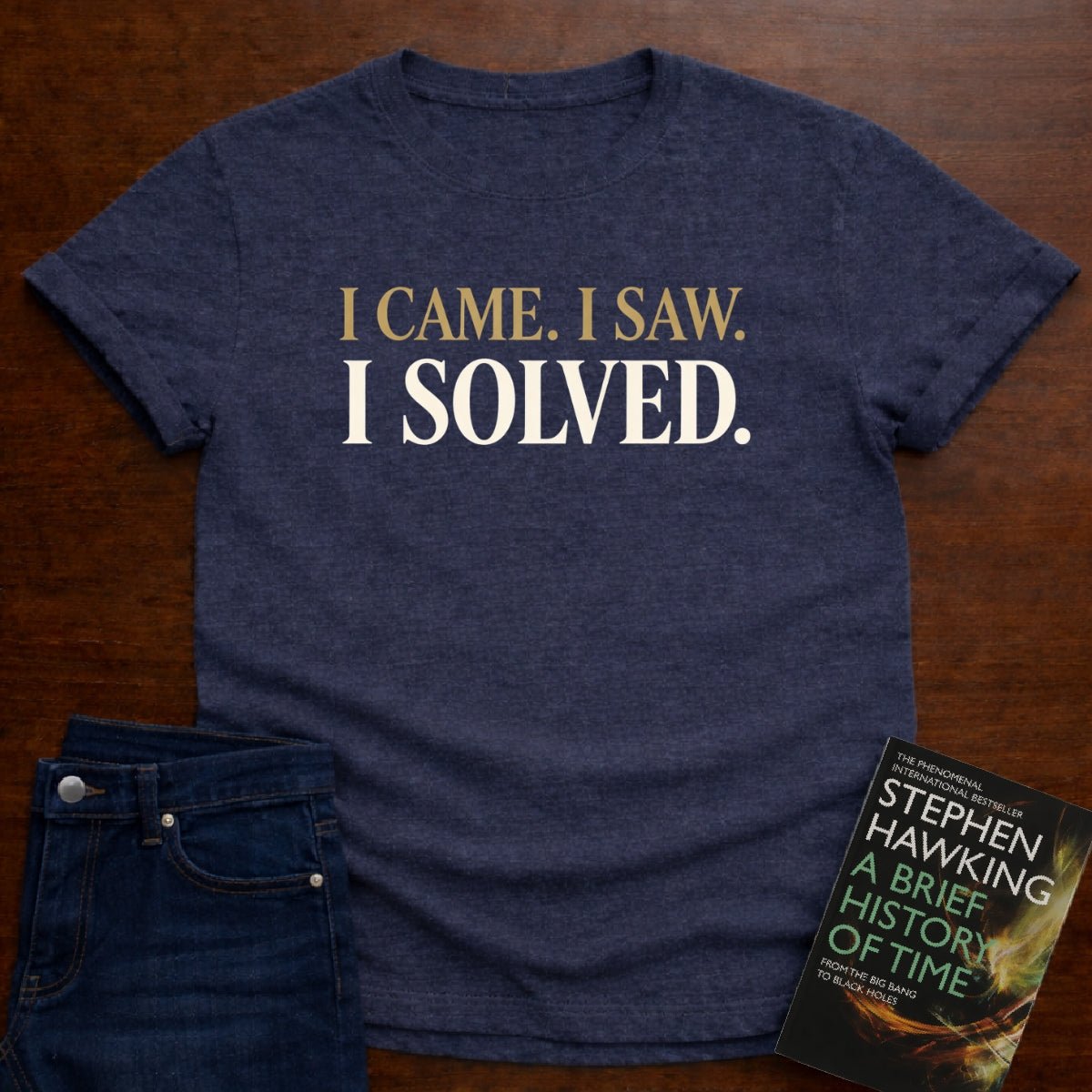 I CAME. I SAW. I SOLVED. T-SHIRT – Heather Navy