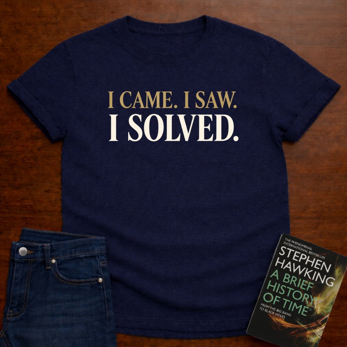 I CAME. I SAW. I SOLVED. T-SHIRT – Navy
