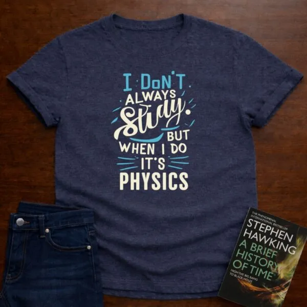I Don't Always Study, But When I Do, It's Physics T-Shirt in Heather Navy