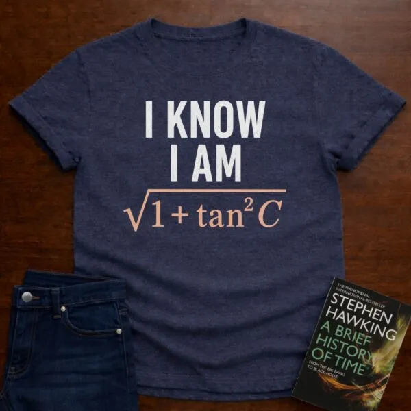 I KNOW I AM √(1+tan²C). T-SHIRT in Heather Navy