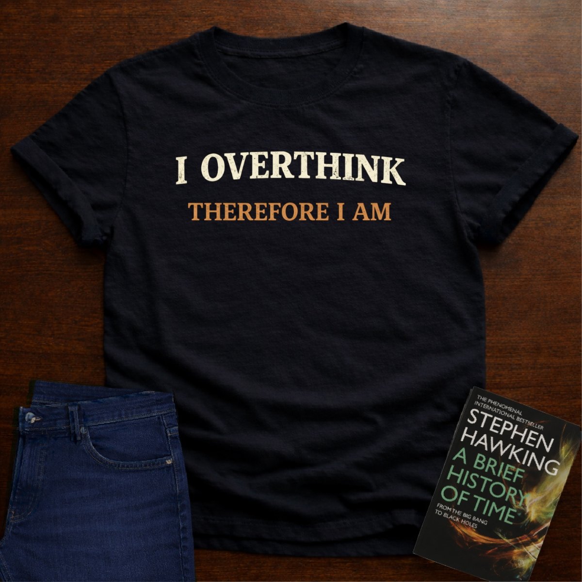 I OVERTHINK THEREFORE I AM T-SHIRT – Black