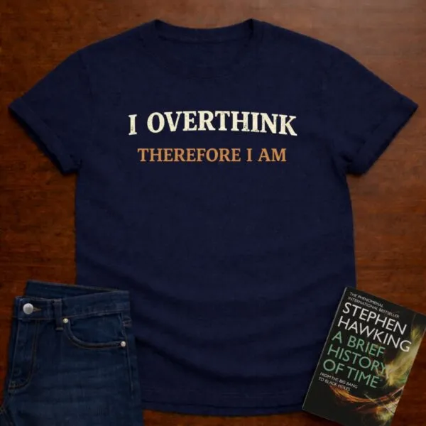 I Overthink Therefore I Am T-Shirt in Navy