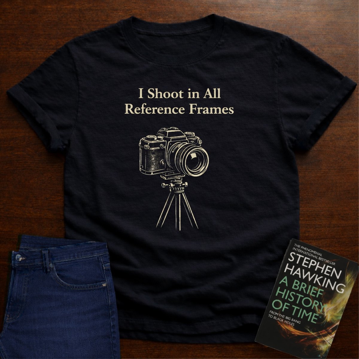 I SHOOT IN ALL REFERENCE FRAMES T-SHIRT – Black