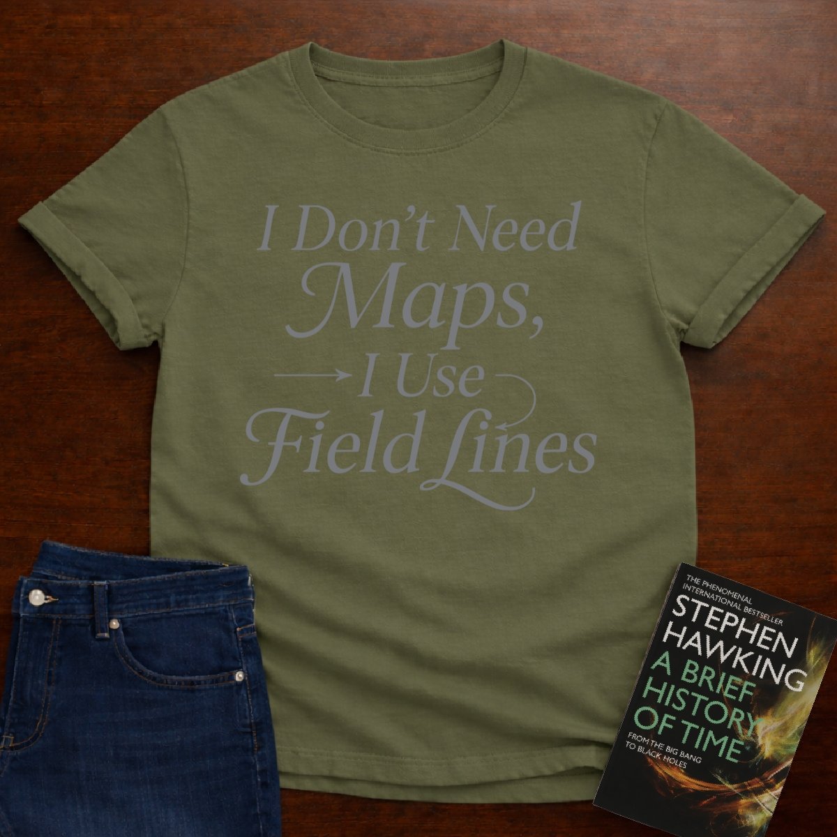 "I use Field Lines" - Premium Physics Shirt – Military Green