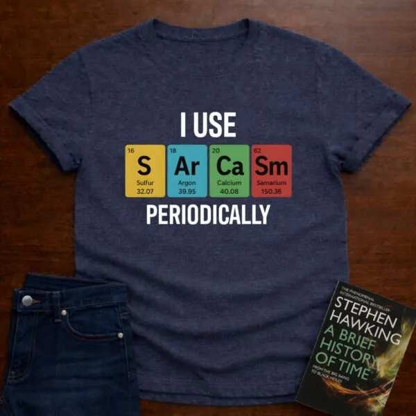 "I Use SARCASM Periodically" - An Ultimate Tee for Chemistry Lovers in Heather Navy