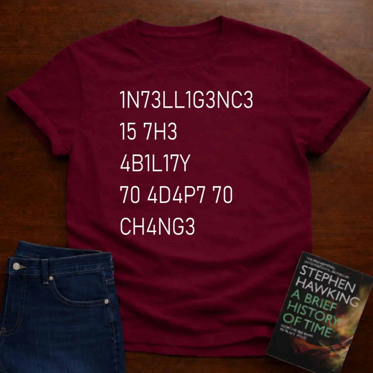 "Intelligence Is The Ability To Adapt To Change" - Premium Science Shirt in Cardinal Red
