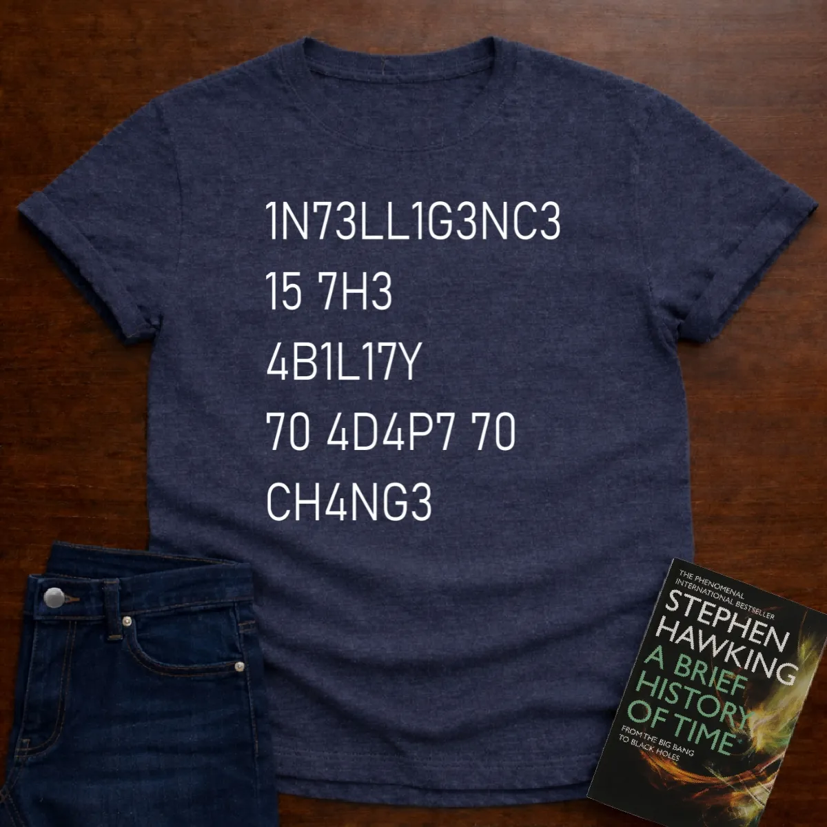 "Intelligence Is The Ability To Adapt To Change" - Premium Science Shirt in Heather Navy