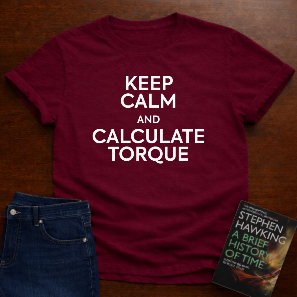 "Keep Calm and Calculate Torque" - The Ultimate Tee for Physics Lovers 🧪⚡ – Cardinal Red