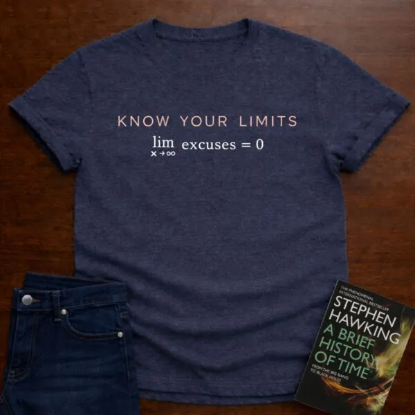 Know Your Limits. T-Shirt in Heather Navy