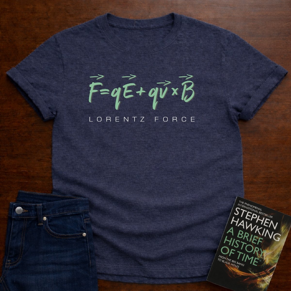 "Lorentz Force" The Ultimate Tee for Physics Lovers 🧪⚡ – Heather Navy
