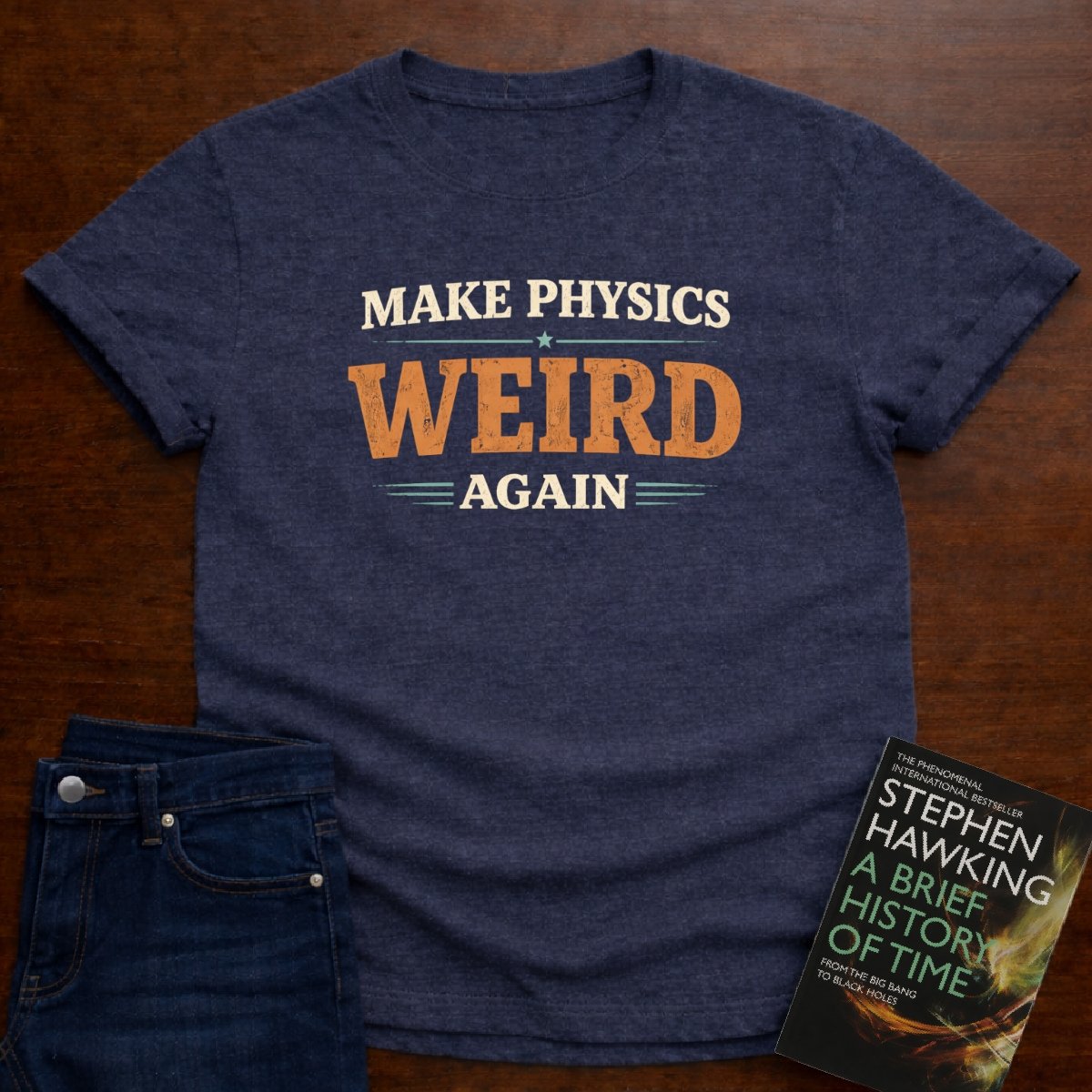 MAKE PHYSICS WEIRD AGAIN T-SHIRT – Heather Navy