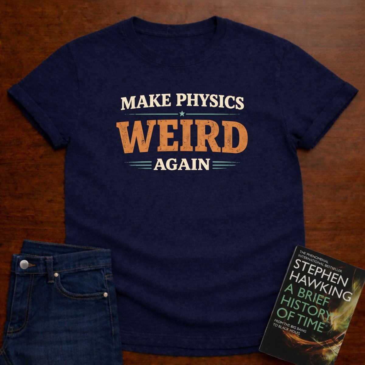 MAKE PHYSICS WEIRD AGAIN T-SHIRT – Navy