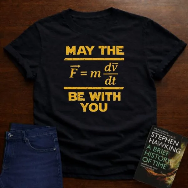 "May The Force Be With You" - Premium Physics Shirt in Black