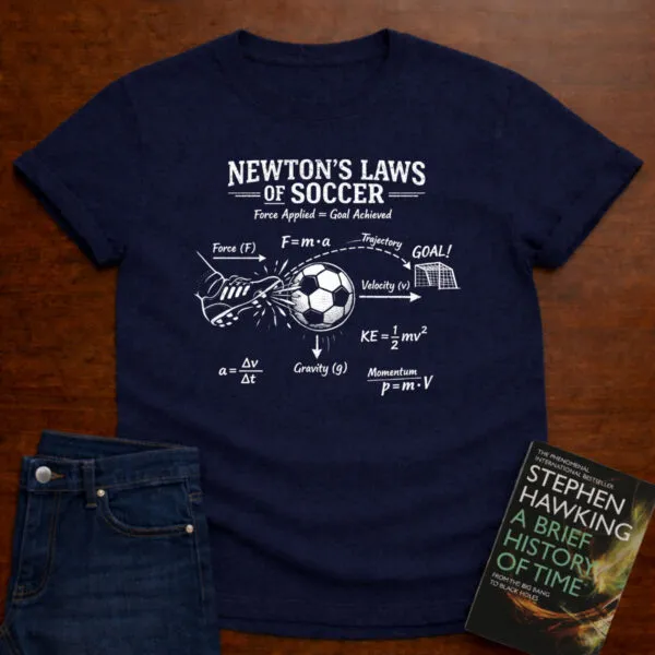Newton's Laws Of Soccer T-Shirt in Navy