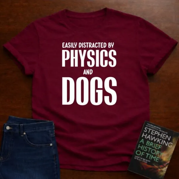 "Physics and Dogs" - Premium Physics Shirt in Cardinal Red