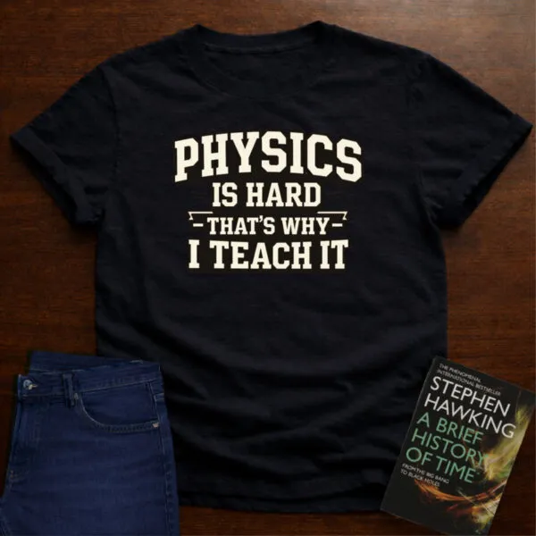 Physics Is Hard. T-Shirt in Black