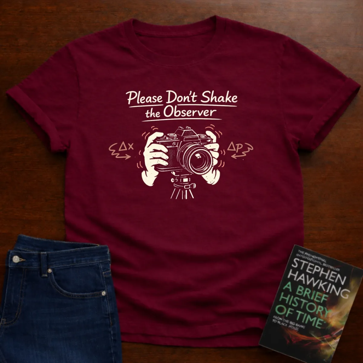 Please Don't Shake The Observer T-Shirt in Cardinal Red