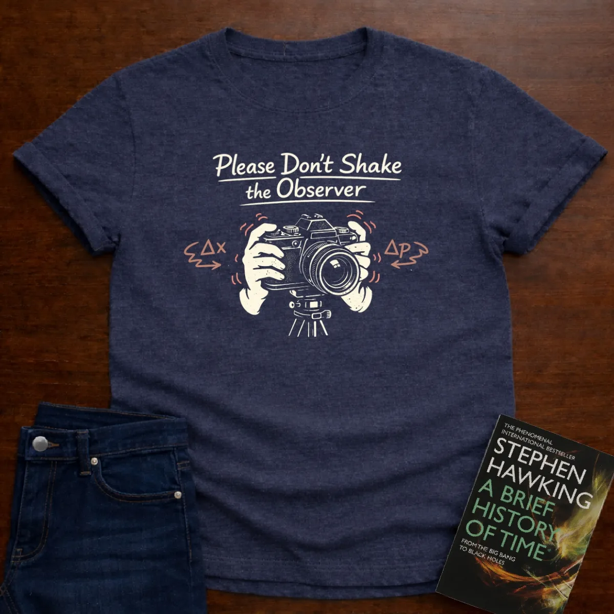 Please Don't Shake The Observer T-Shirt in Heather Navy