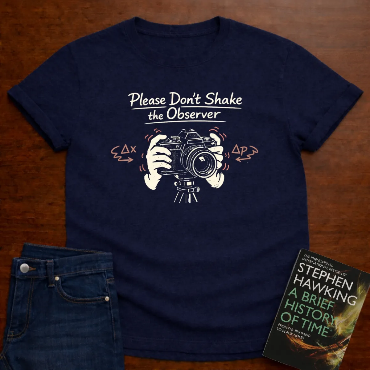 Please Don't Shake The Observer T-Shirt in Navy