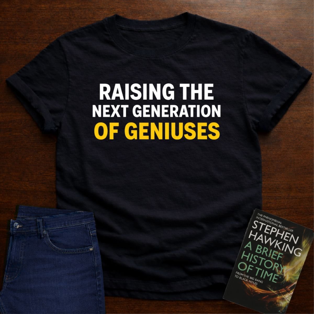RAISING THE NEXT GENERATION OF GENIUSES T-SHIRT – Black