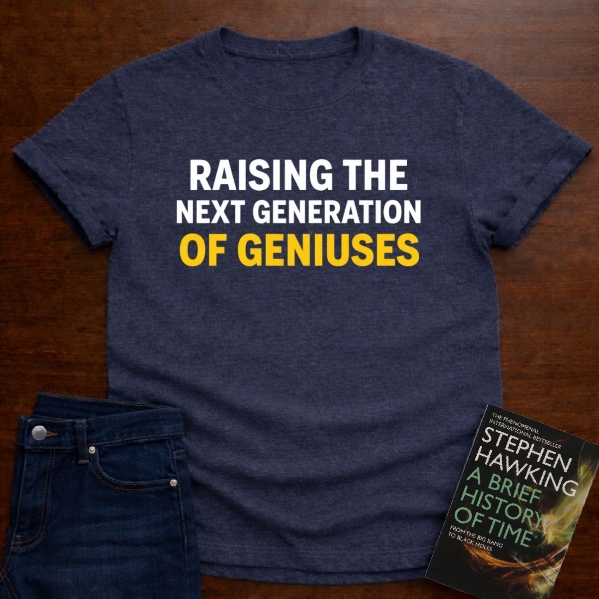 RAISING THE NEXT GENERATION OF GENIUSES T-SHIRT – Heather Navy