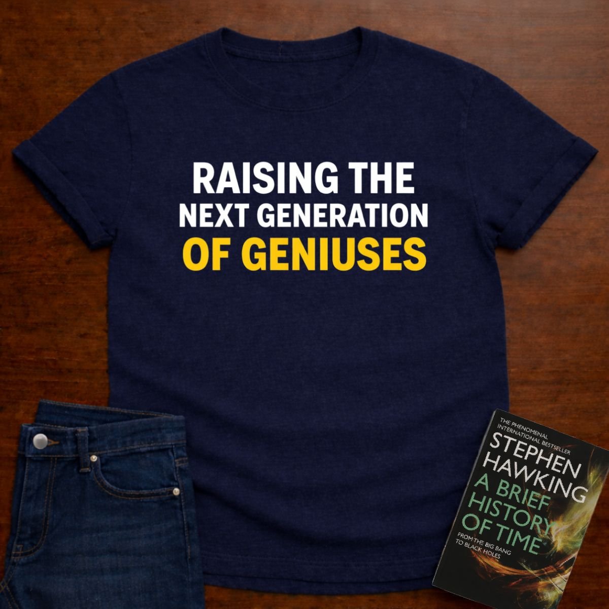 RAISING THE NEXT GENERATION OF GENIUSES T-SHIRT – Navy