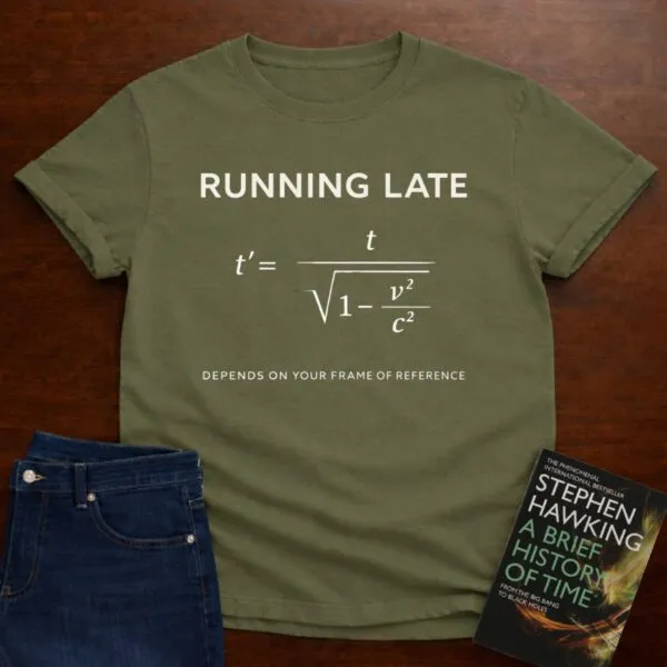 Running Late (Relativity). T-Shirt in Military Green