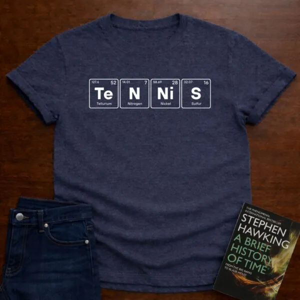 "Tennis Elemental" - Premium Physics Shirt in Heather Navy