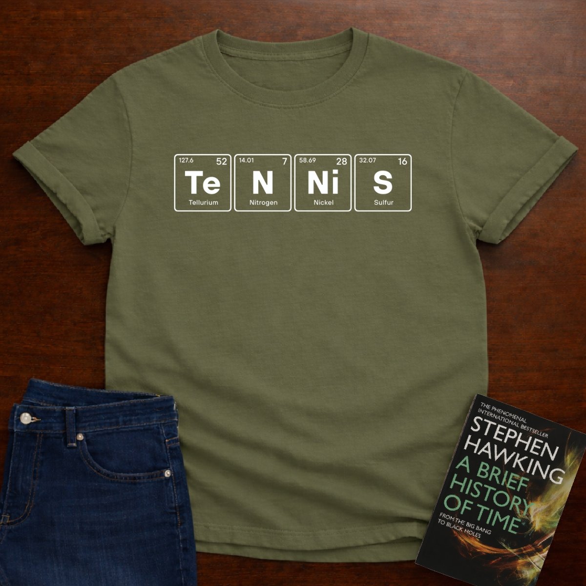 "Tennis Elemental" - Premium Physics Shirt – Military Green