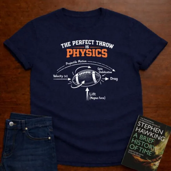 The Perfect Throw Is Physics T-Shirt in Navy
