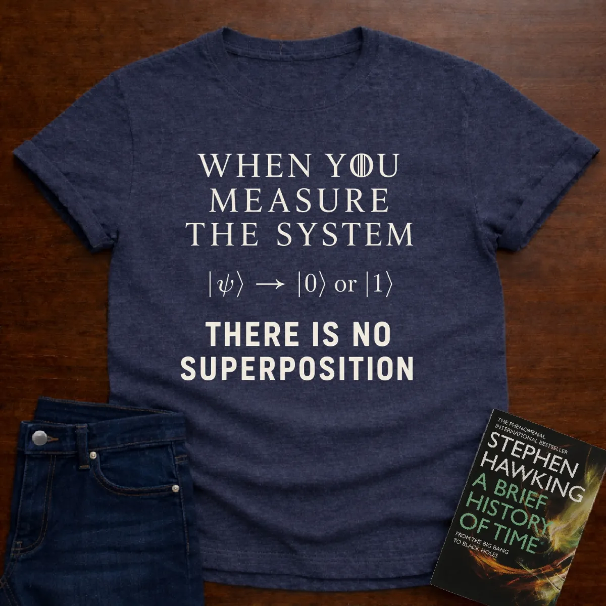 There Is No Superposition. T-Shirt in Heather Navy