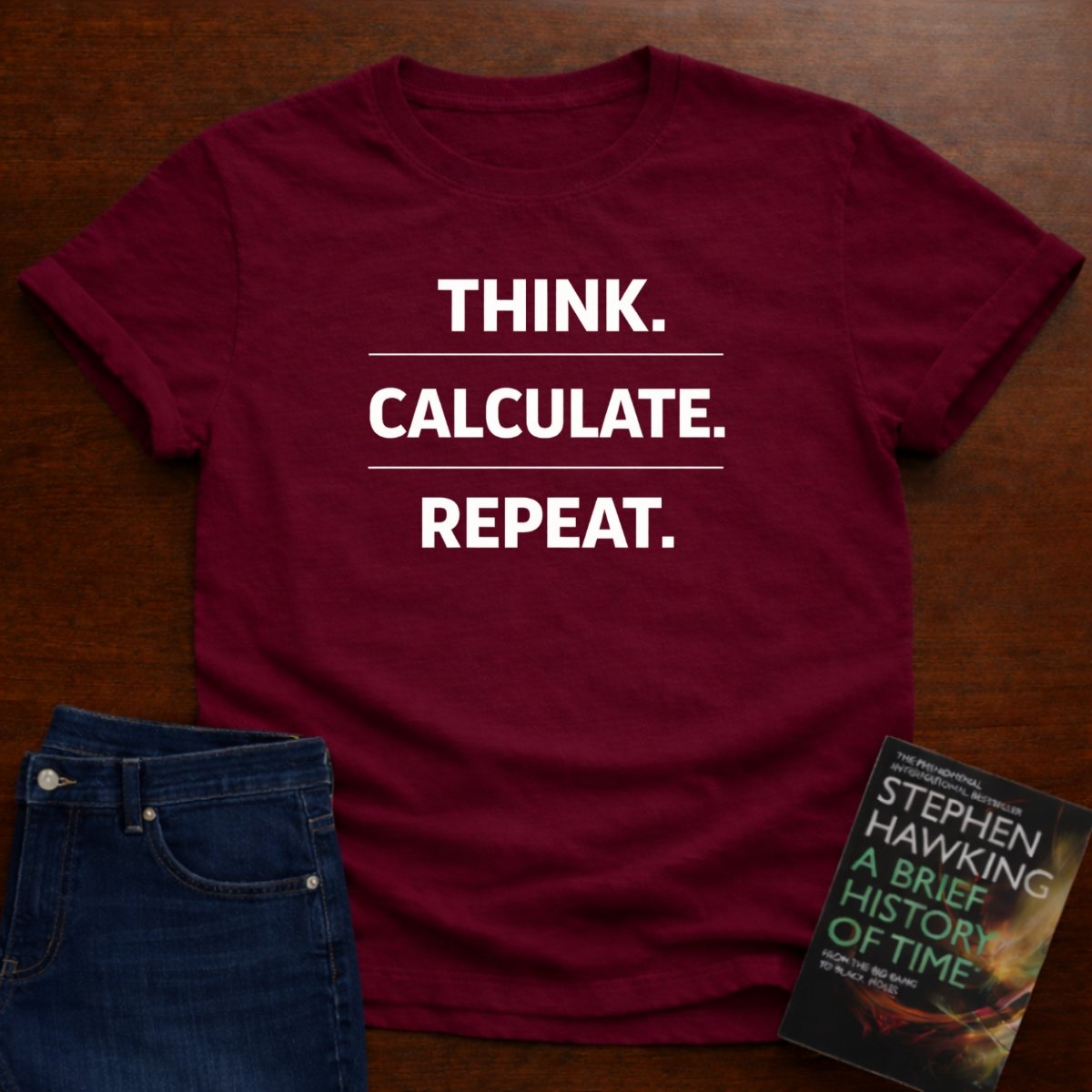 THINK. CALCULATE. REPEAT. T-SHIRT – Cardinal Red
