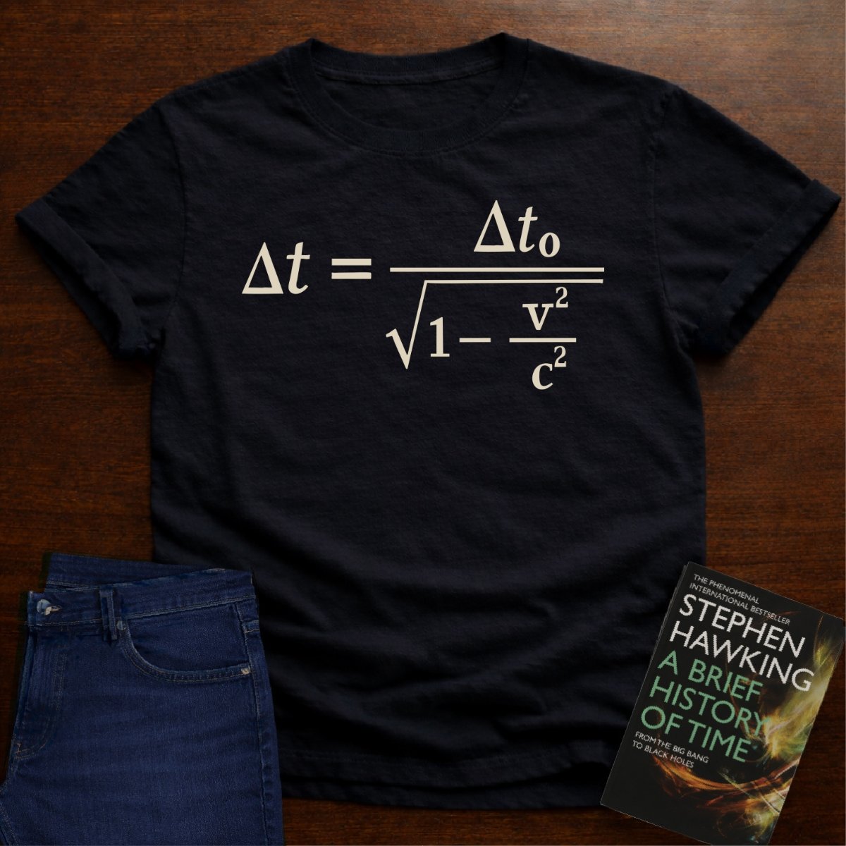 Time-Dilation Formula - Premium Physics Tee – Black