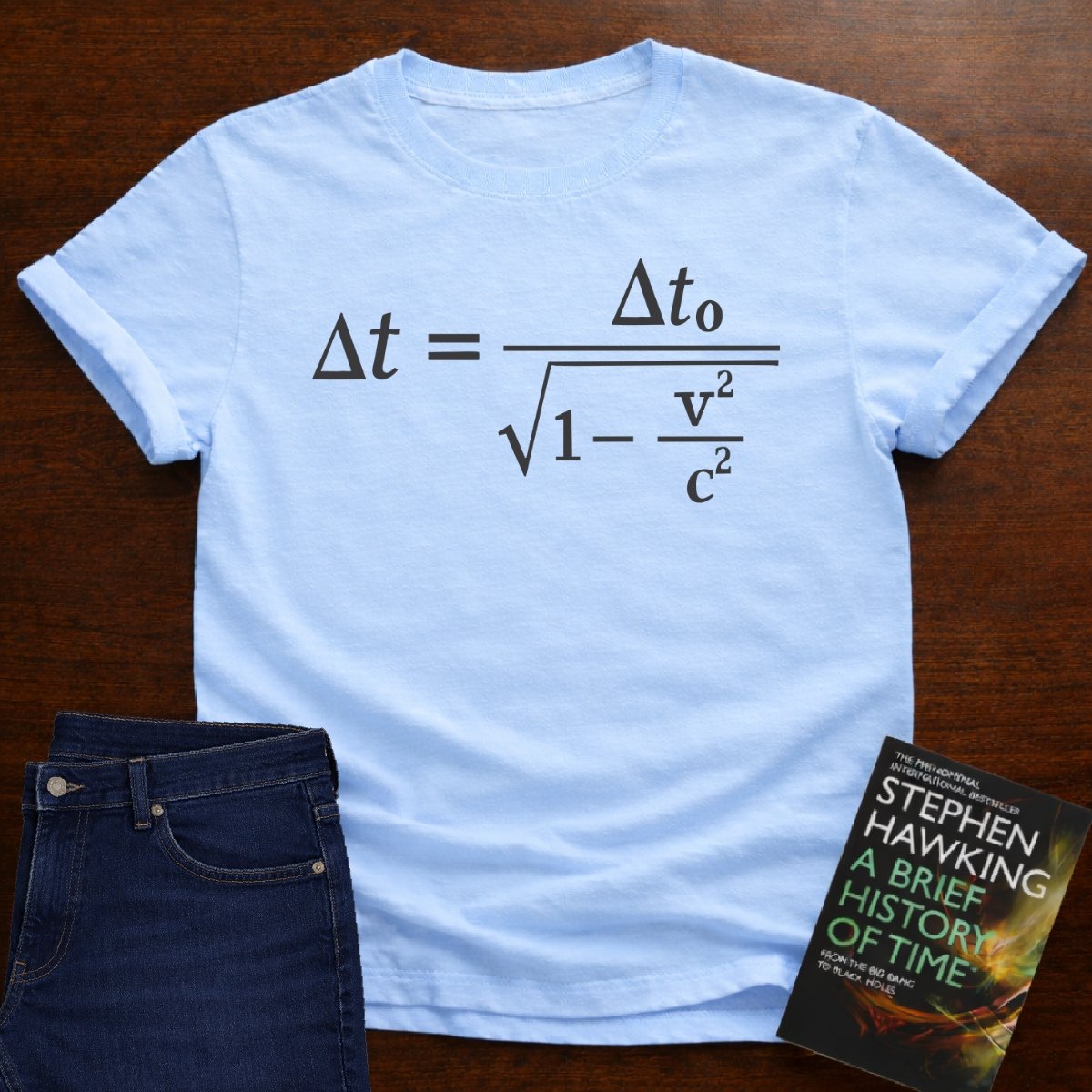 Time-Dilation Formula - Premium Physics Tee – Light Blue