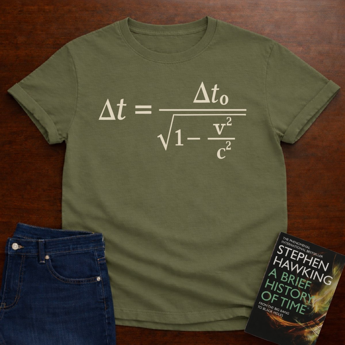 Time-Dilation Formula - Premium Physics Tee – Military Green