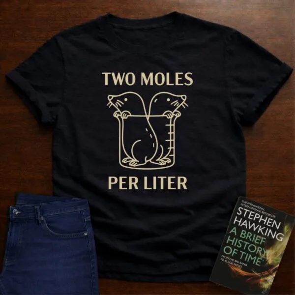 "Two Moles Per LIter" - An Ultimate Tee for Chemistry Lovers in Black